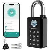 Heavy Duty Fingerprint Padlock with Key, Outdoor Smart Padlock with Code Keypad, Smart Combination Gate Lock for Outdoor Fence, Gate, Storage Unit, Tuya App, Waterproof (10 mm Shackle)