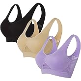 bmkBWO 3 Pack Sports Bras for Women Breathable Anti-Sagging Wireless Bras Plus Size High Support Cooling Lift Up Air Bra