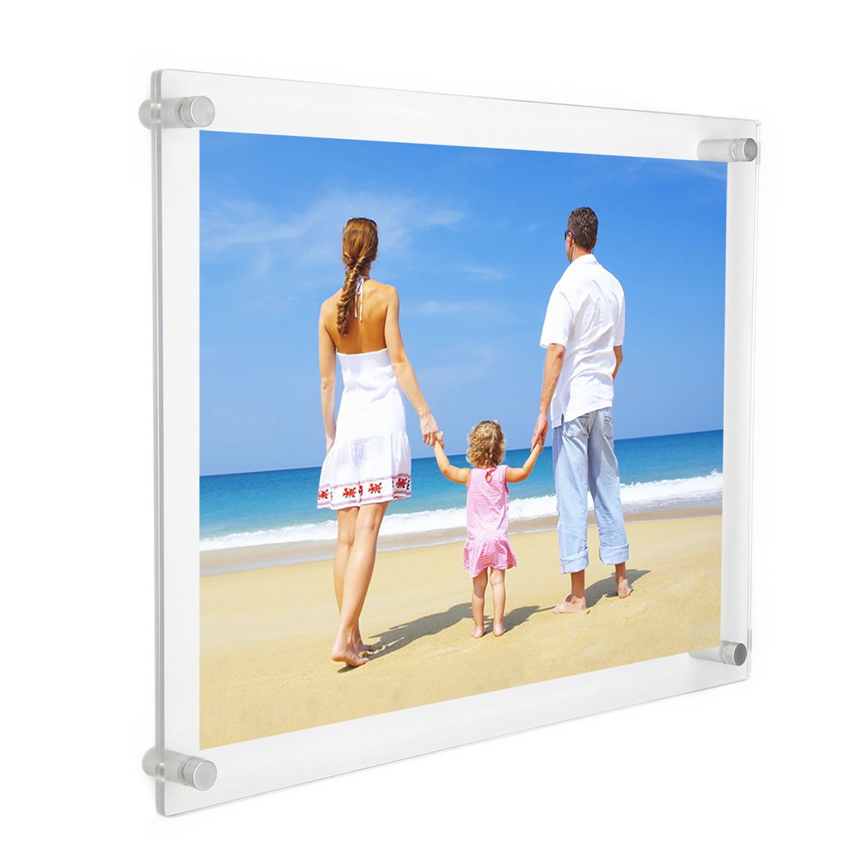 NIUBEE 11x14 Clear Acrylic Wall Mount Floating Frameless Picture Frame for Degree Certificate Photo Frames-Double Panel(Full Frame is 13x16 inch)