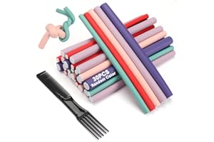 AIDUCHO Flexible Hair Curlers to Sleep in 30PCS 9.45" Flexi Rods Flexible Curling Rods Foam Hair Rollers No Heat Heatless Curling Set for Short Medium Long Hair (0.39'' 0.47'' 0.55'' 0.63'' 0.78'')