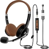 Conambo USB Headset with Microphone 3.5mm USB C UC Call Center Office view 1