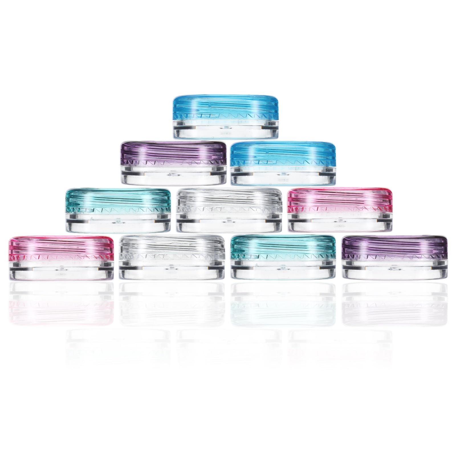 Photo 1 of 10 Pcs Sample Containers with Lids, 2 Gram Mini Makeup Cosmetic Sample Plastic Containers Refillable Round Cosmetic Samples Pots Jars for Lip Balms Lotion Beauty Products (Multi color Lids)