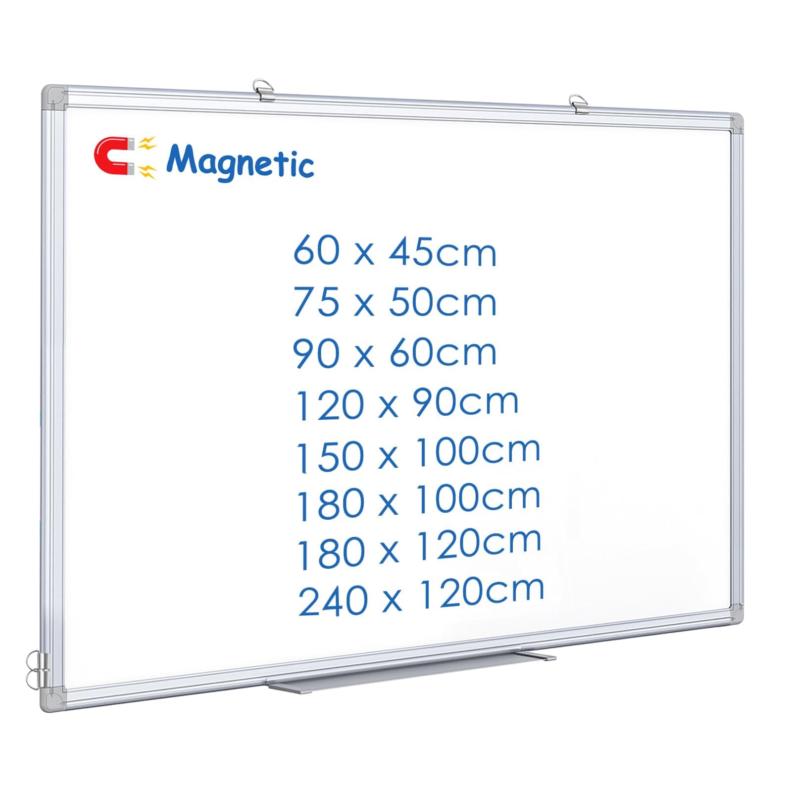 maxtek Whiteboard 90 x 60 cm, Magnetic White Board for Wall, Aluminium Frame WhiteBoard with Pen Tray, Dry Erase Board for Home Office School