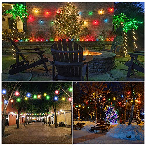 SUNTHIN 48FT Colored LED Outdoor String Lights for Holiday Party Lights