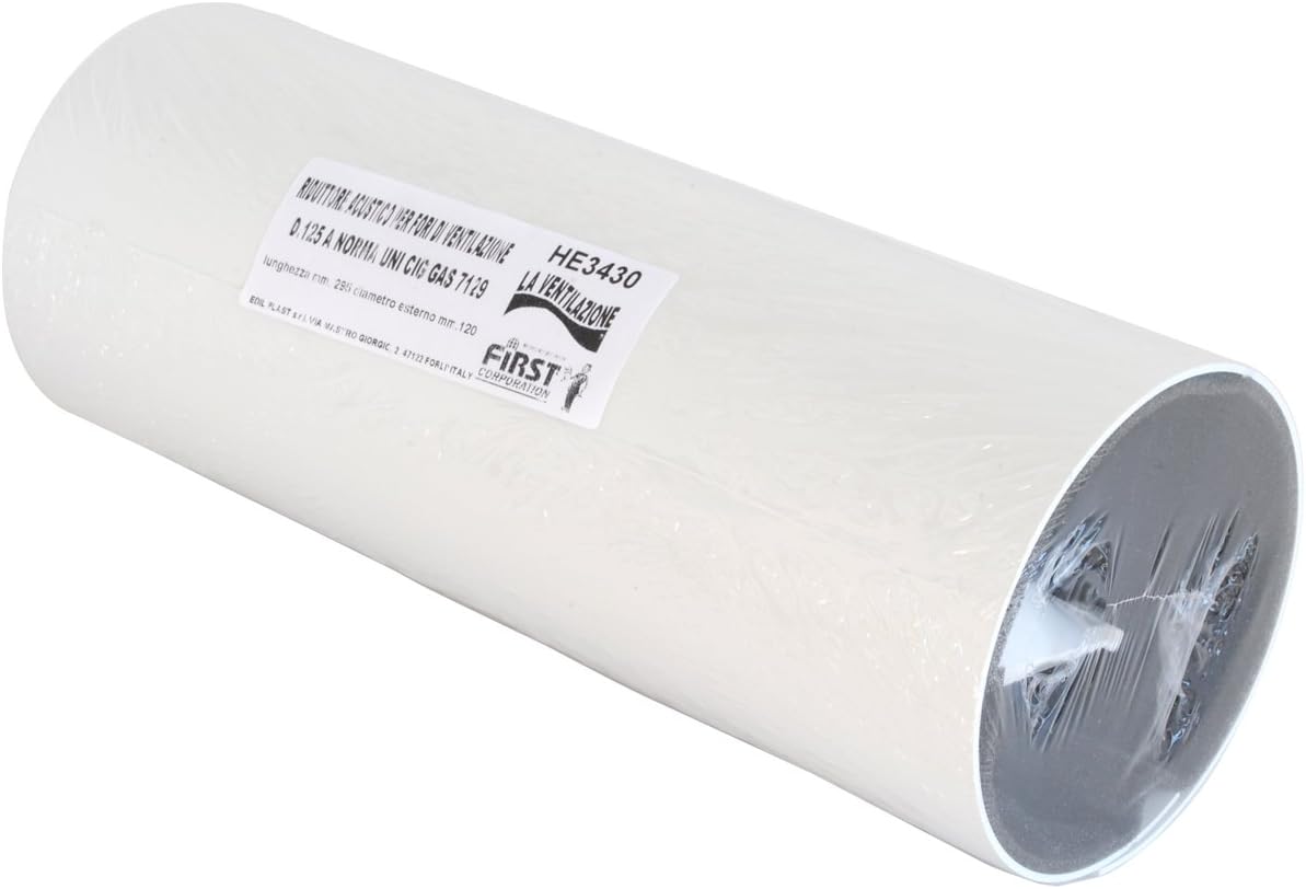 La Ventilazione HE3430 HE3430-Y Helicoidal Acoustic Silencer, White, 300 mm-120 mm, Holes Diameter 120/125 mm - Image 3