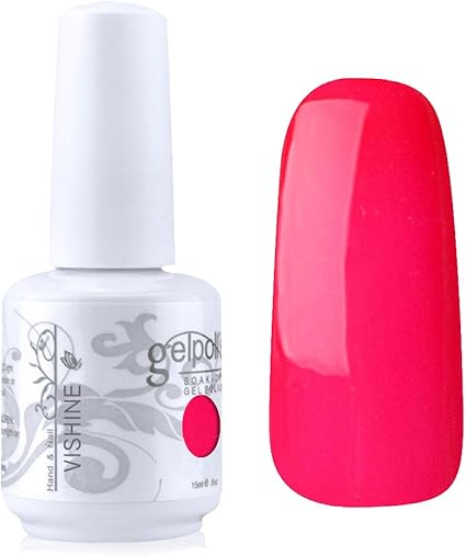 Vishine Vernis à Ongles Semi Permanent Soak Off Uv Led Gel Polish Manucure Base Top Coat Rose Foncé 1476