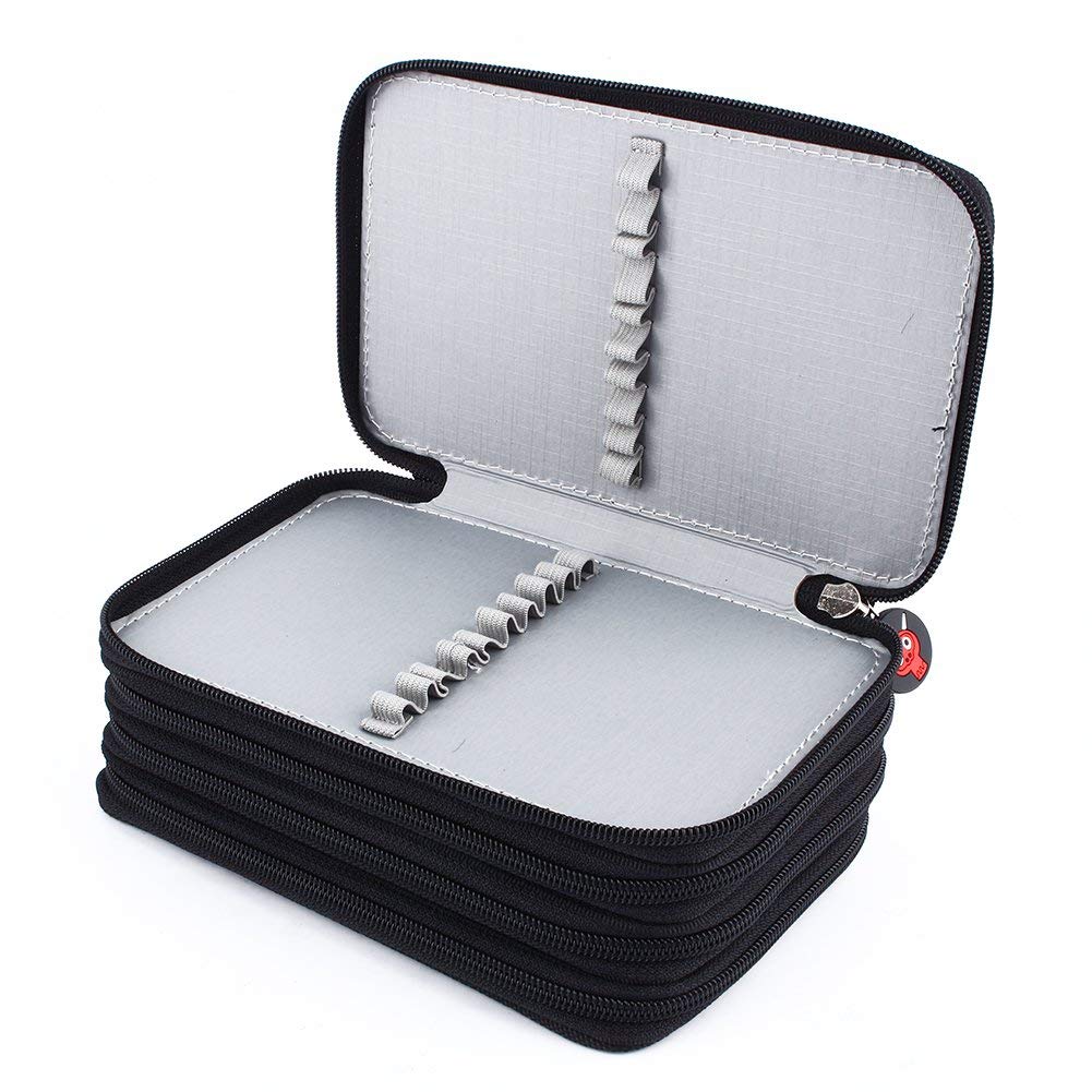 Estink Pencil Case, 72 Slots Multi-Functional Large Capacity Pens Case Wearable Oxford Cloth Pencil Pouch Wrap Coloring Pencil Holder Organizer Pencil Holder Pouch with Handle, Black