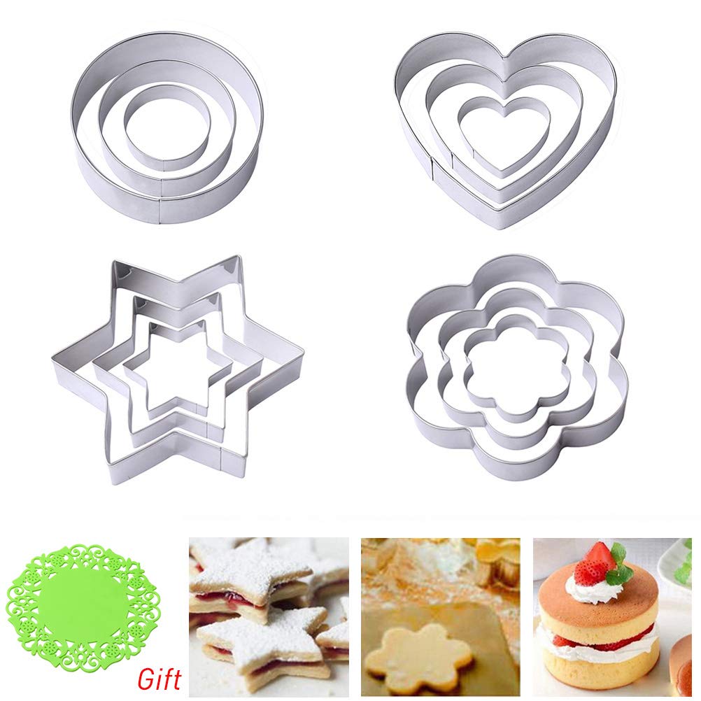12 Pcs Fleur Moule A Gateau Patisserie En Acier Inoxydable En Forme De Cœur Etoile Cercle Yuanzi Emporte Pieces Patisserie Ustensiles A Patisserie Dwteam In