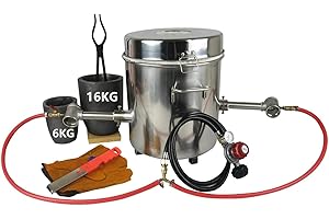 LSMIITTH 16KG/35lbs Gas Metal Melting Furnace Kit 2642°F / 1450°C Propane Forge Dual Burner (Each 100,000 BTU) Foundry Home Kiln Smelting Casting Tool Refining Recycle Brass,Gold,Silver A
