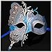 Masquerade Mask Venetian Butterfly Shiny Metal Mardi Gras Mask Multicolor (One size, Silver/Blue)