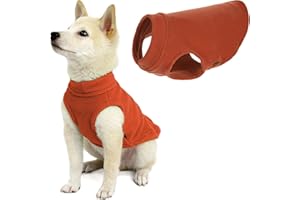 Gooby Stretch Fleece Vest Dog Sweater - Pumpkin, Medium - Warm Pullover Super Stretchy Fleece Dog Jacket for Small to Large Dogs