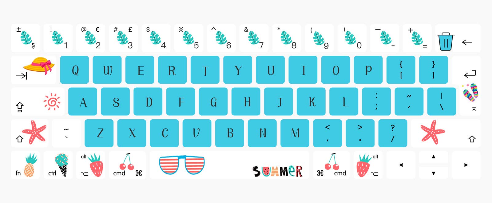 MMDW English UK Summer Silicone Keyboard Cover for MacBook Pro 13 15 inch 2019 2018 2017 2016 with Touch Bar&Touch ID Model:A2159 A1989 A1706/A1990 A1707,European Version