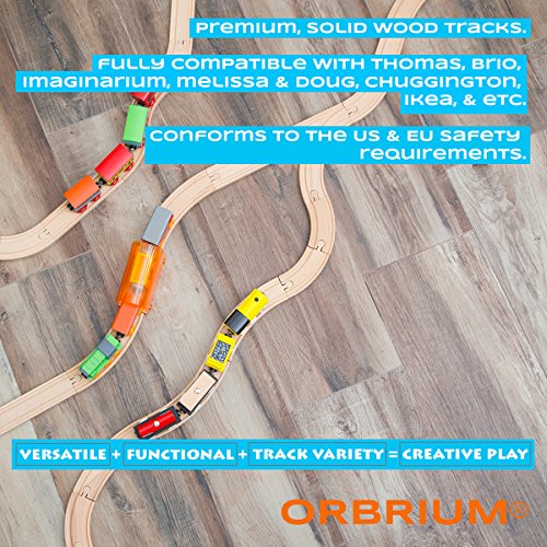 56 Piece Wooden Train Track Expansion Pack with Tunnel Compatible Thomas Wooden Railway Brio Chuggington Imaginarium Set by Orbrium Toys.