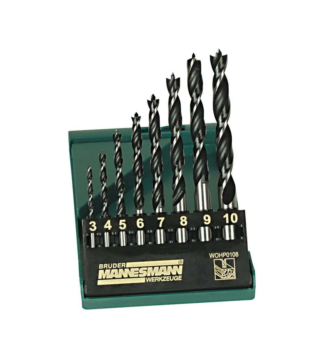 Mannesmann Professional Wood Drill Set in Plastic Box (8 Pieces)