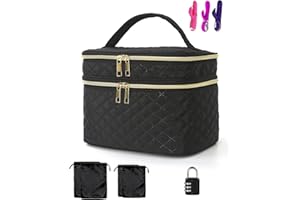 Jburwisy Lockable Sex Toy Storage Bag |Double-Layer Adult Toy Box with 1 Password Lock & 4 Sex Toy Bags (Black) | Discreet an