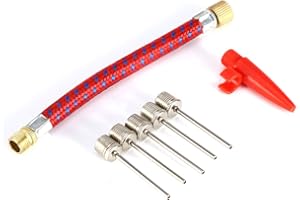 7-Piece Ball Pump Adapter Kit with Needles, Air Hose Extension, Valve Connector for Inflatable Balls, Bike, Car Schrader Valv