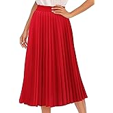 DRESSTELLS Pleated Midi Skirts for Women Long Aline Elastic High Waisted Chiffon Skirt