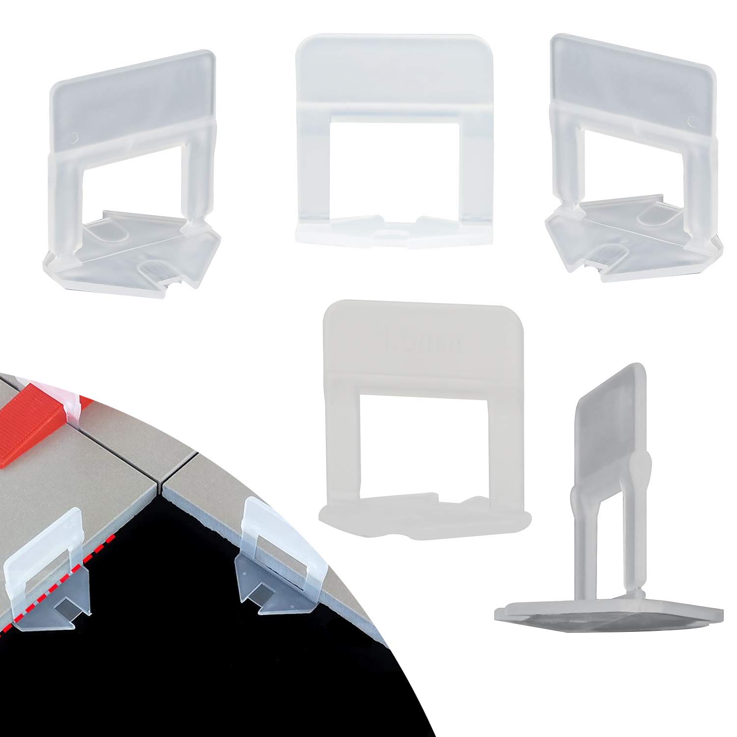 EXLECO Tile Leveling System Kit 600Pcs Pull Tabs 2 mm Joint Width Joint Base, Tile Levelling Aid for Tiles Height 3 to 12mm Floor Leveling Spacer Kit