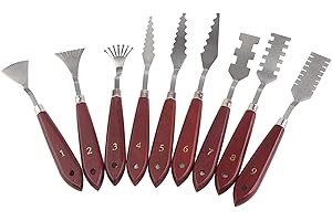 ANKROYU Professional Artist Palette Knife Set 9PCS Premium Stainless Steel Painting Spatula Tools for Oil Acrylic Canvas Art 