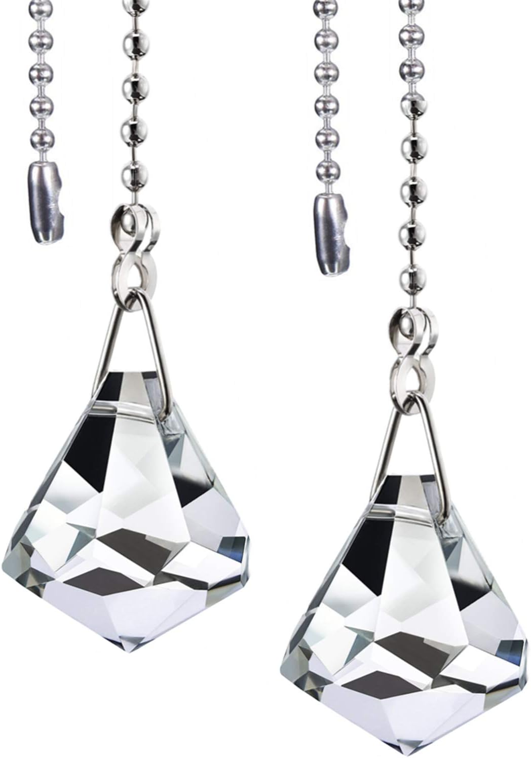 2 Sets Clear Crystal Pull Chain Extension with Connector for Ceiling Light Fan Chain, 1 Meter Length Each (Style D)