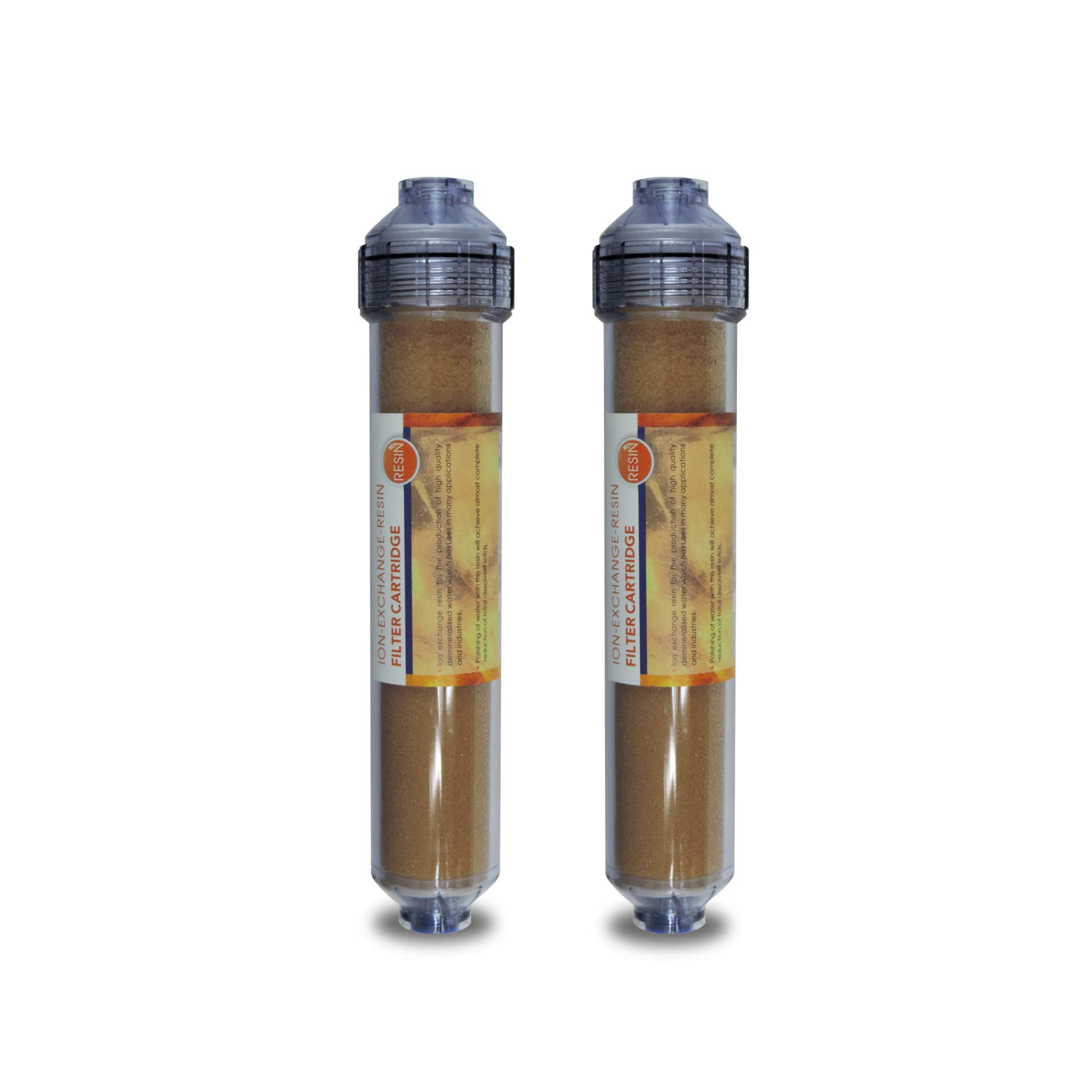 (2 Pack) Mixed Bed Ion Exchange Aquarium Filter Resin RO DI 2" Clear Refillable Housing, Compatible 