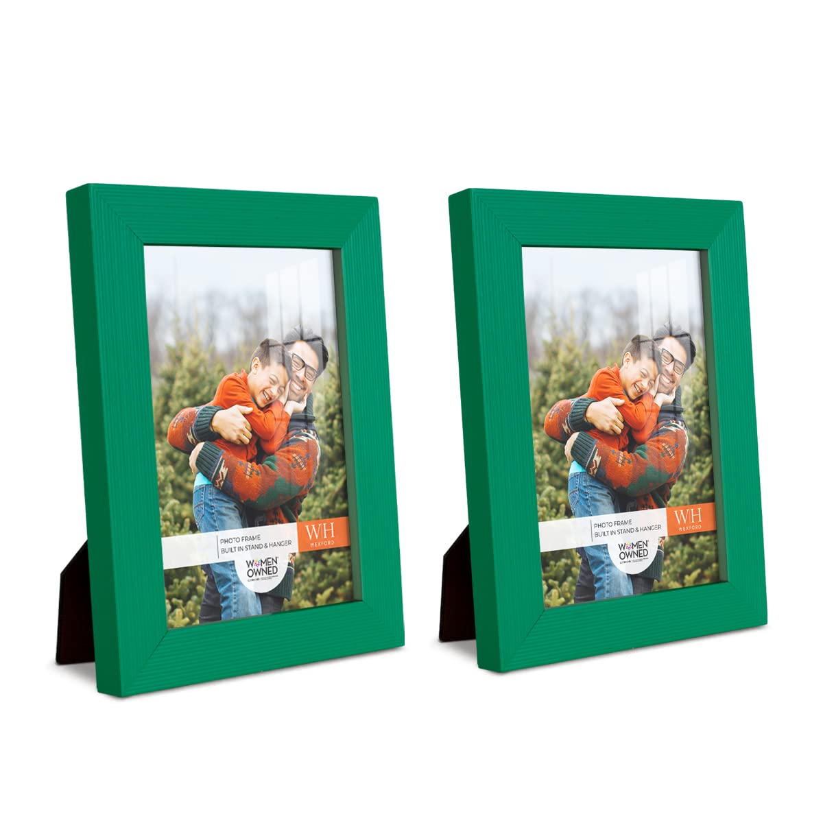 Renditions Gallery 4×6 inch Picture Frame Set of 2 High-end Modern Style, Made of Solid Wood and High Definition Glass Ready for Wall and Tabletop Photo Display, Green Frame