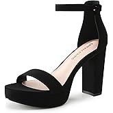 DREAM PAIRS Women's Platform Chunky High Heeled Sandals Open Toe Block Heels Ankle Strap Dress Shoes for Wedding Party Evening
