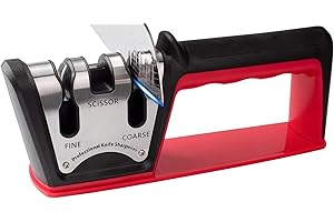 AVCNUJ 3-in-1 Knife Sharpener Tool, 3-Stage Knife Sharpening with Novelty Arc-Shape Slot to Repair, Restore, Polish Serrated & Smooth Blades, Premium Manual Kitchen Knife Sharpeners for Knives Scissors