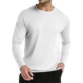 Long Sleeve Rash Guard for Men: Mens Dri Fit Sun Protection Fishing Tee SPF Shirts UPF 50+ Uv Cooling Moisture Wicking Thermal Quick Dry Men's t Shirt for Work Swim Workout Running Gym Athletic White