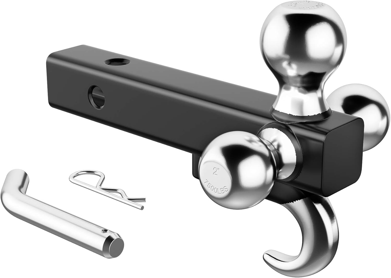 Ayleid Trailer Hitch Tri-Ball Mount with Hook & Pin Balls Sized 1-7/8 inches, 2 inches & 2-5/16 inches, Hitch Ball,Tow Hitch,Black Ball: Automotive