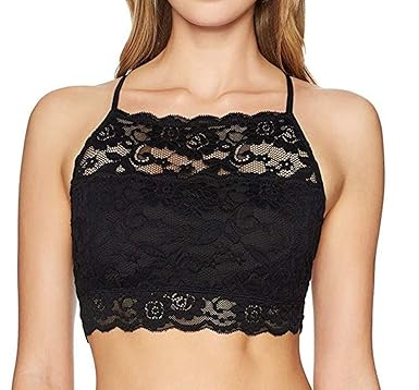 Agoky Damen Weste Crop Tank Bustier Tops Spitze Bralette BH Einstellbare Spaghetti-Trägern Transparente Dessous Unterwäsche