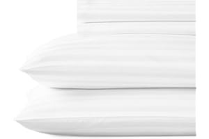 California Design Den Damask Sheets, 500 Thread Count 100% Cotton Bed Sheets King, Cooling 4-Pc Deep Pocket Striped Sheets Set, Soft & Breathable Luxury Hotel Quality Striped White Sheets