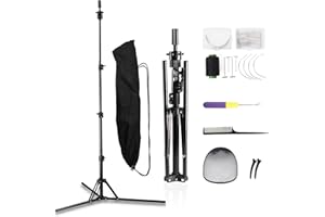 AIMEI 63 Inch Mannequin Head Stand,Foldable Wig Stand Tripod,Metal Adjustable Wig Head Stand with Set for Wig Making