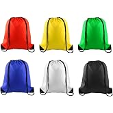 PLULON 6 Pcs Drawstring Bags Bulk Drawstring Backpack String Backpack Cinch Sack Sport Gym Backpack Bags for Yoga Traveling Outdoor Sports (mixed colors)