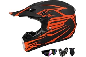 TIANDU Youth Dirt Bike Helmet,ATV Helmet Motorcycle Helmets ,Unisex Offroad Helmets with Gloves Goggle Face Shield,Full Face Helmets Dot Approved