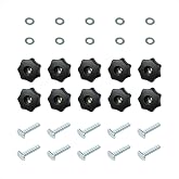 POWERTEC 71482V T-Track Knob Kit w/ 7-Star Knob, 5/16"-18 Threaded Bolts and Washers, 10 Pack, T Track Bolts, T Track Accessories for Woodworking Jigs and Fixtures