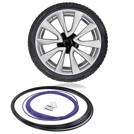 Full Kit Rim Protection Wheel Bands Red In Black Pinstripe Rim Edge Trim Fit For Tesla Model 3 Model S Model X Purple
