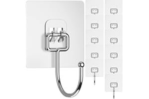 GLUIT Adhesive Large Wall Hooks for Hanging Heavy Duty 22 lbs Hook for Walls No Damage (12 Large Hooks)