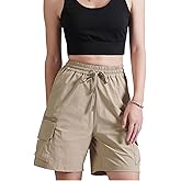 Hewlshawn Women's Shorts Hiking Cargo Pants with Pockets Athletic Casual Elastic Waist Bermuda Streetwear Shorts for Summer