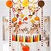 Supla 33 Pack Fall Thanksgiving Party Decorations Set – Fall Hanging Maple Leaves Pumpkins Swirl Paper Pom Poms Paper Fans Paper Lanterns Tassel Garland Honeycomb Pumpkins Circle Dots Paper Garland
