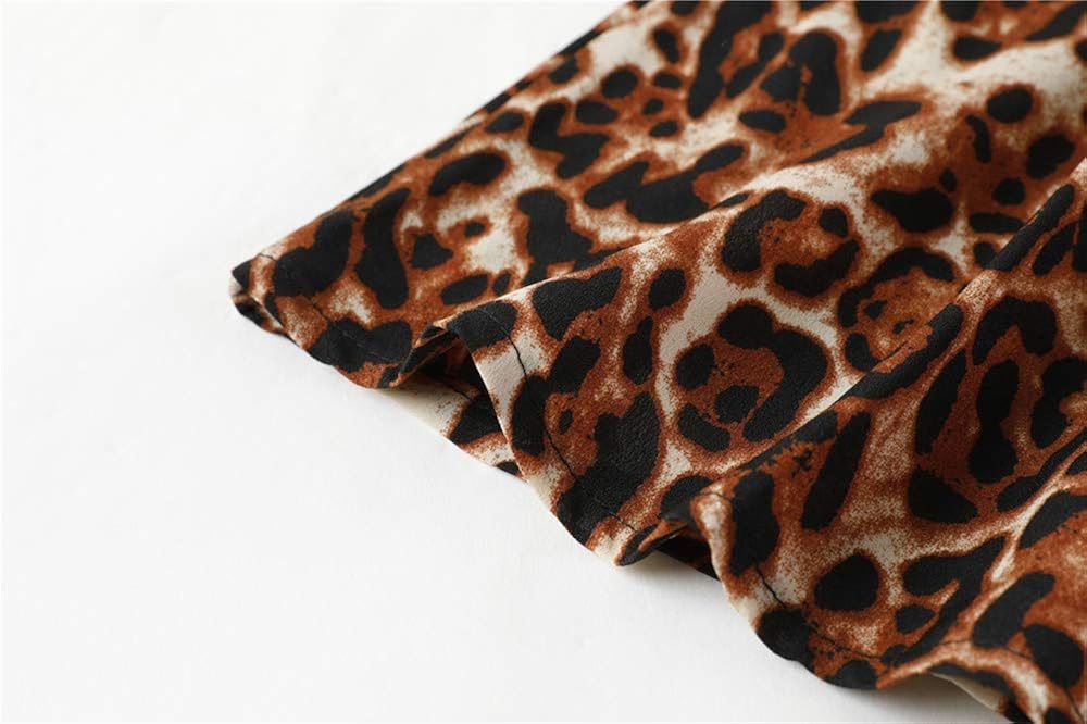 Womens Maxi Skirt Leopard Print Chiffon Beach Pleated High Waisted A-Line Long Skirts: Clothing