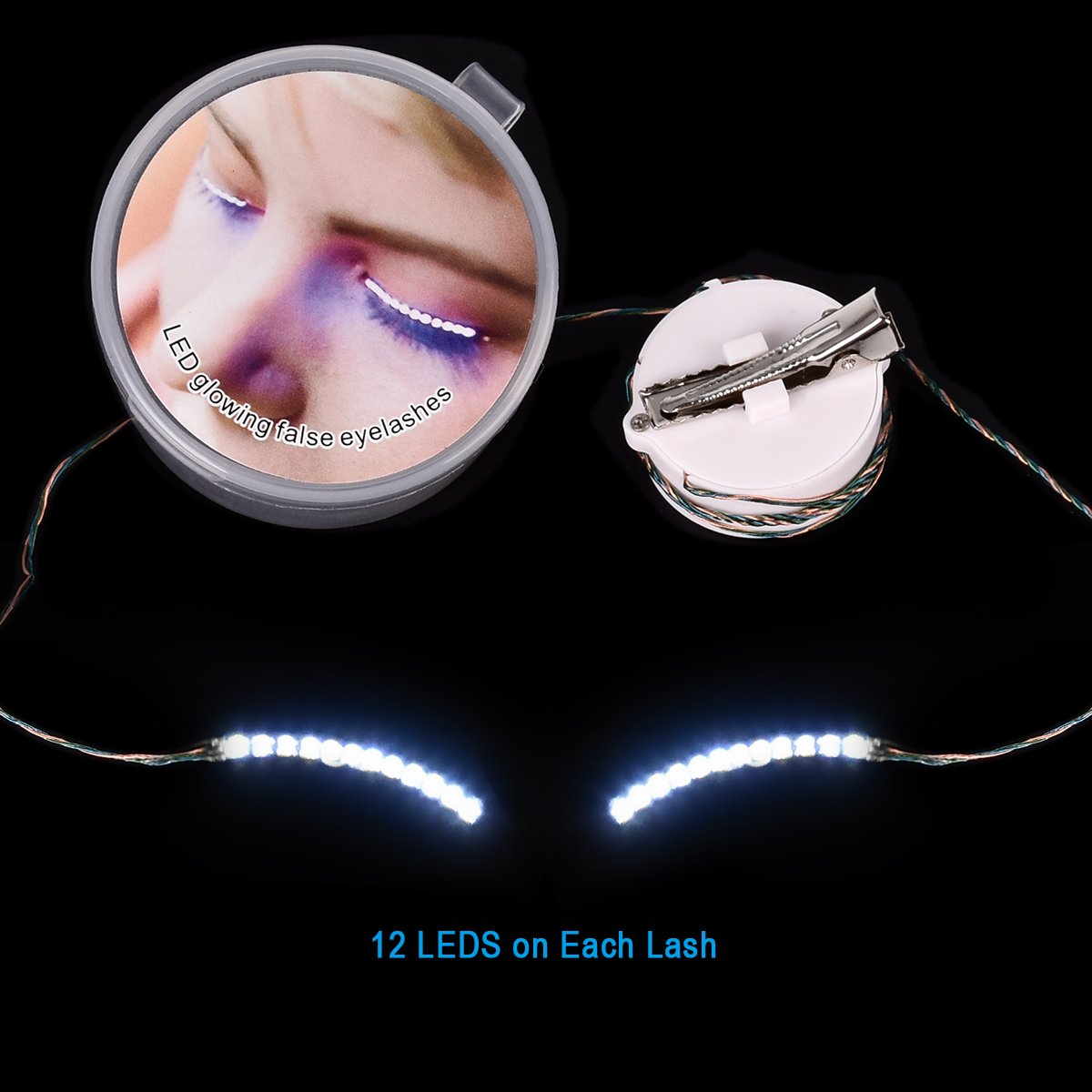 Homate LED Eyelashes, Waterproof LED Light F. Lashes Luminous Shining Charming Eyelid Tape with 7 Modes to Switch for Party Bar Night Club Concerts Birthday Gift Halloween