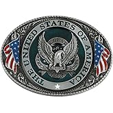 PEJOMO Belt Buckle for Men Simple Western Cowboy Belt Buckle for Women American Flag Eagle