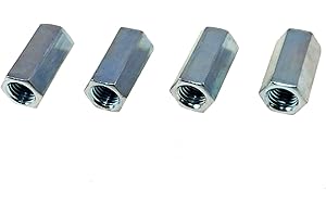MAGIC HUB Hex Coupling Nut - Coupling Nuts 5/16-24 x 7/8" Long Fine Thread Hex Coupling Nut with Zinc Plate, Hex Rod Coupling Nut, Hex Coupling Nuts 5/16-24 x 7/8" Threaded Rod Connector (4)