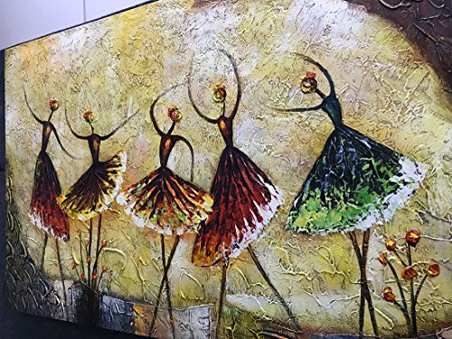 Metuu Oil Paintings, Ballet Dancer Girl Paintings Modern Home Decor Wall Art Painting Wood Inside Framed Hanging Wall Decoration Abstract Painting Ready to hang 24x36inch