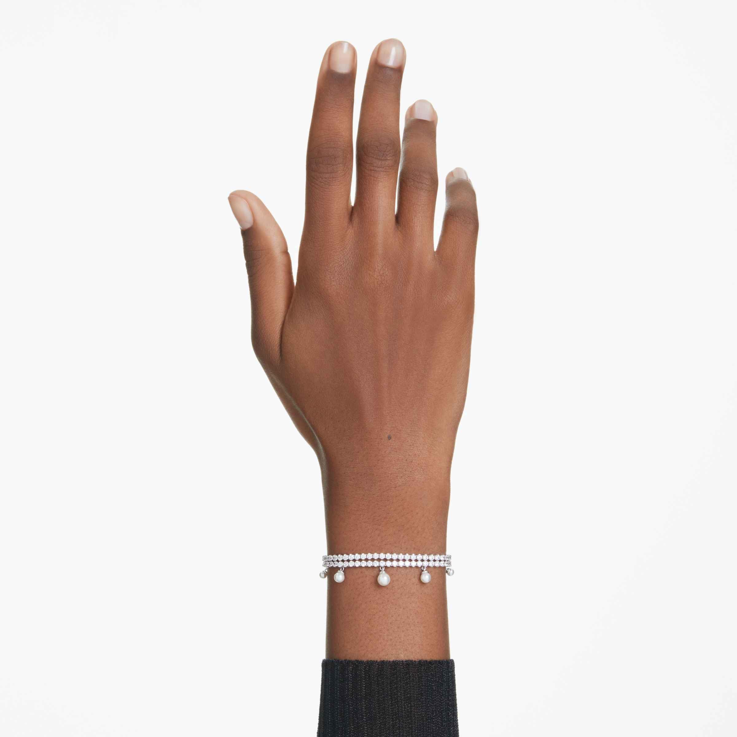 Swarovski Ariana Grande x Crystal and Pearl Soft Bracelet in Rhodium Finish - Part of the Ariana Grande x Capsule Collection