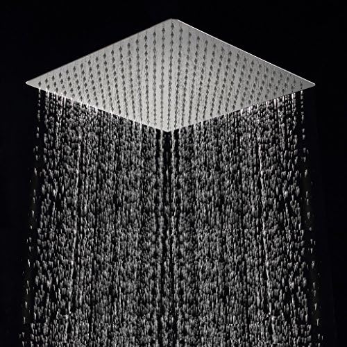 KiaRog 16 Inch Rainfall Shower head Polished. Solid Square Ultra Thin Rain fall Shower Head. Stainless Steel Showerhead.