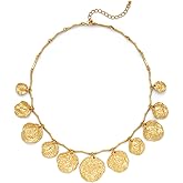 ENSKEFEN Chunky Multiple Charms Necklace for Women Boho Vintage Adjustable Gold Chain Necklace Bold Statement Round Choker Pendant Necklaces Fashion Heart Necklace