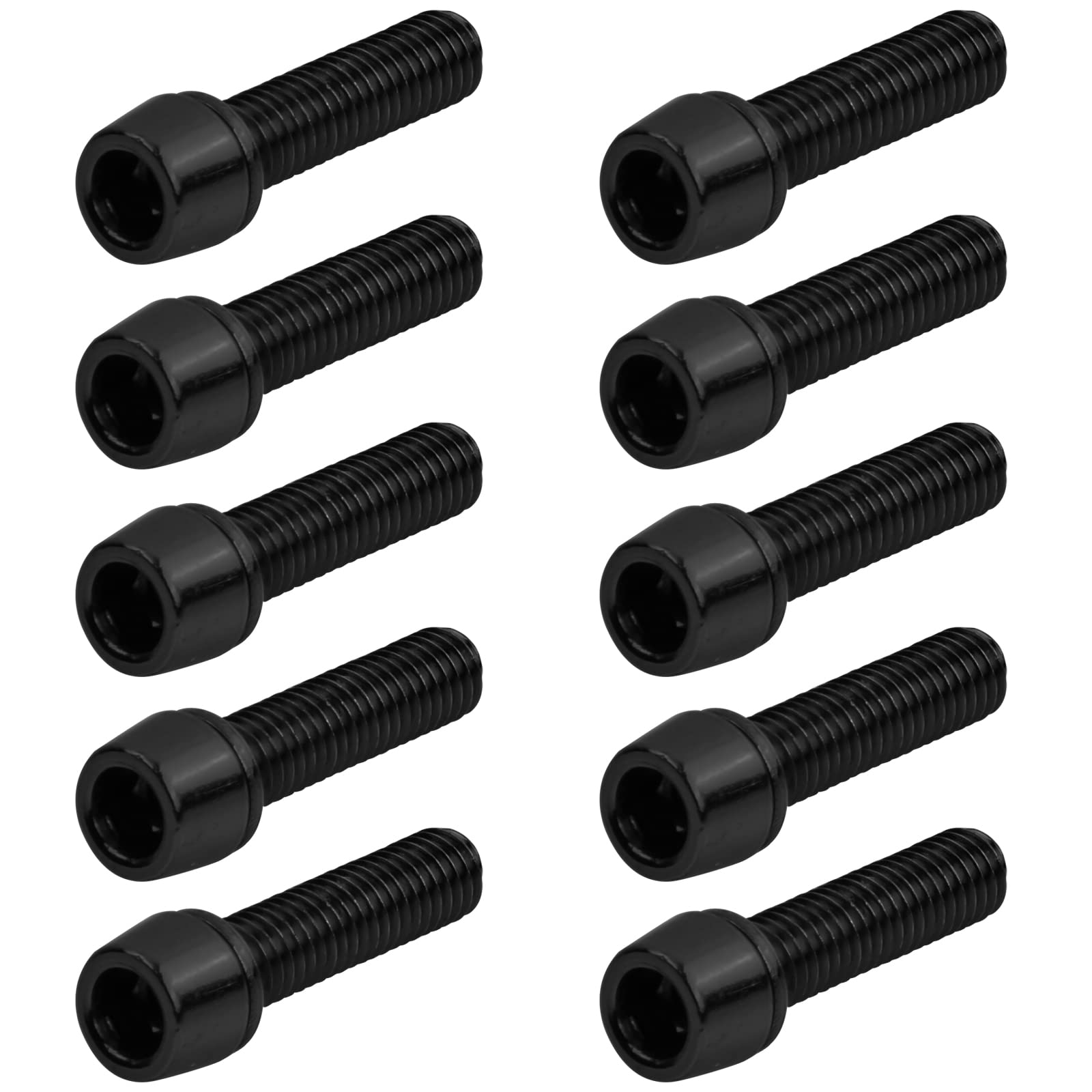 10 Pcs Bicycle Stem Bolts, M5 x 20mm Bike Disc Brake Caliper Bolts with Washers, 4 Colors Bike Stem Fixed Screws, Handlebar Stem Screws for Mountain Road Bicycle (Black)