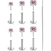 Xnsjeyy 20G 18G 16G F136 Titanium Threadless Flat Back Earrings Nose Studs Tragus Forward Helix Conch Cartilage Lobe Earrings Medusa Labret Snake Bite Monroe Lip Ring Piercing Jewelry For Women Men